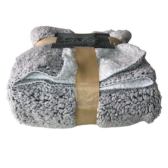 Home Collection Sherpa Throw Gray and White - Picture 4 of 11